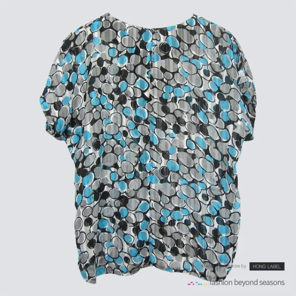 Blue black grey swirl print short sleeves