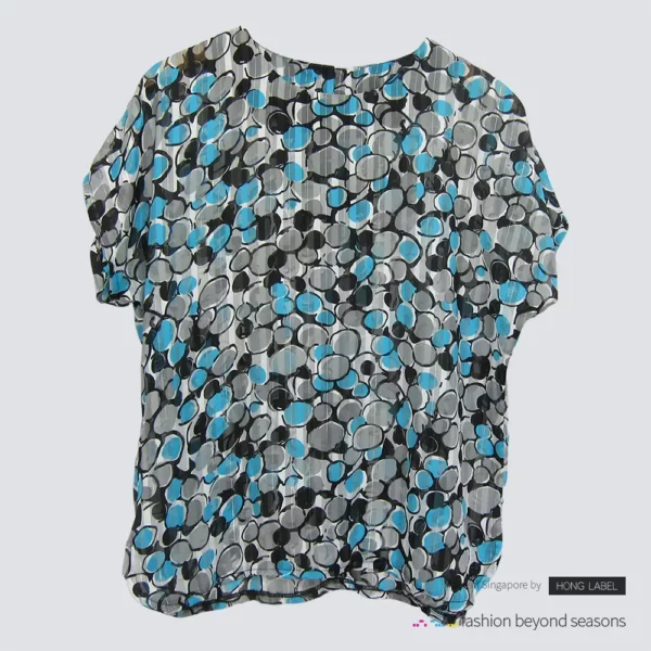 Blue black grey swirl print short sleeves