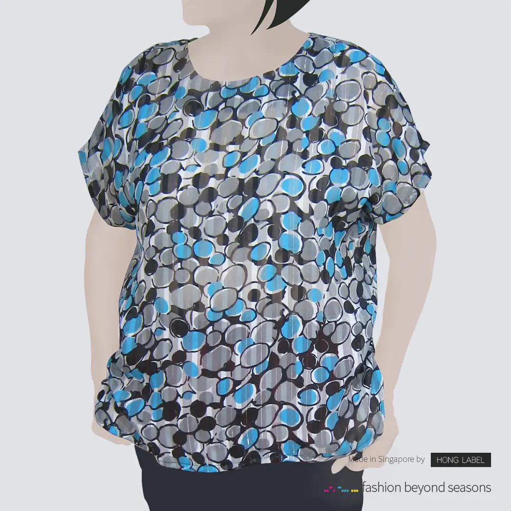 Blue black grey swirl print short sleeves