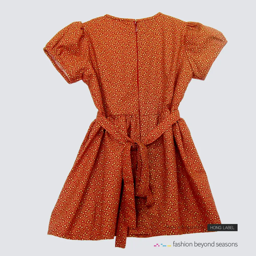 Girl brown tie back baby dress