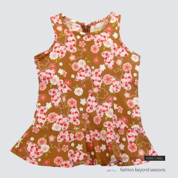 Girl sakura brown ruffled dress