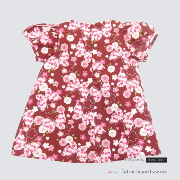 Girl sakura purple baby dress back