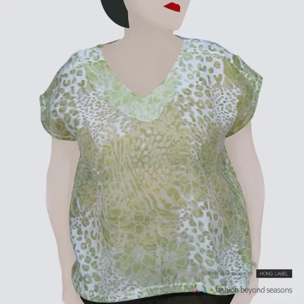 Green opal V neck cap sleeve blouse