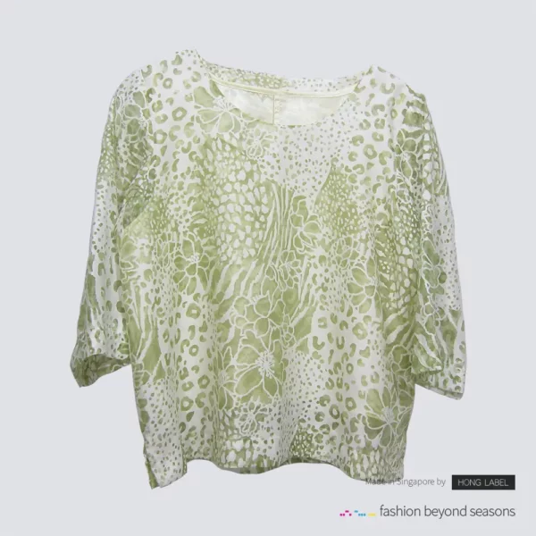 Green opal long sleeve blouse front