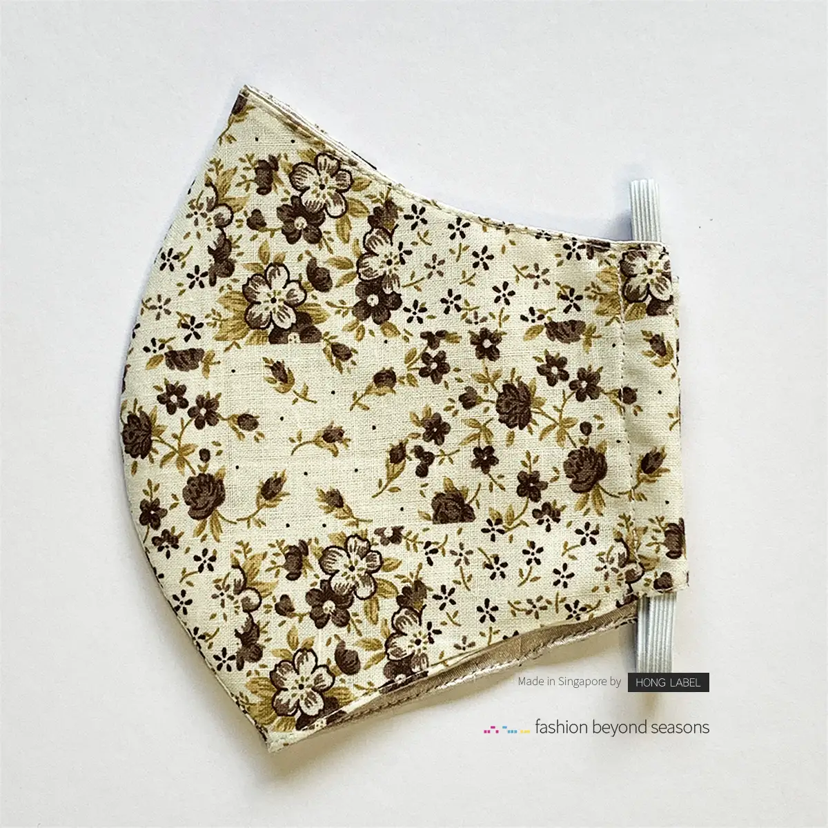 Brown Beige Floral Satin Mask