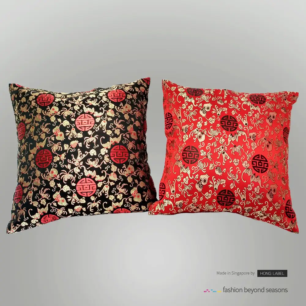 Oriental cushion covers duo red black