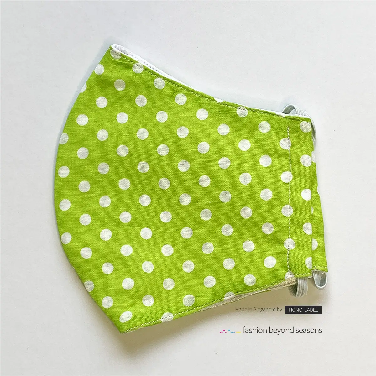 Lime green Polka Dot Satin Face Mask