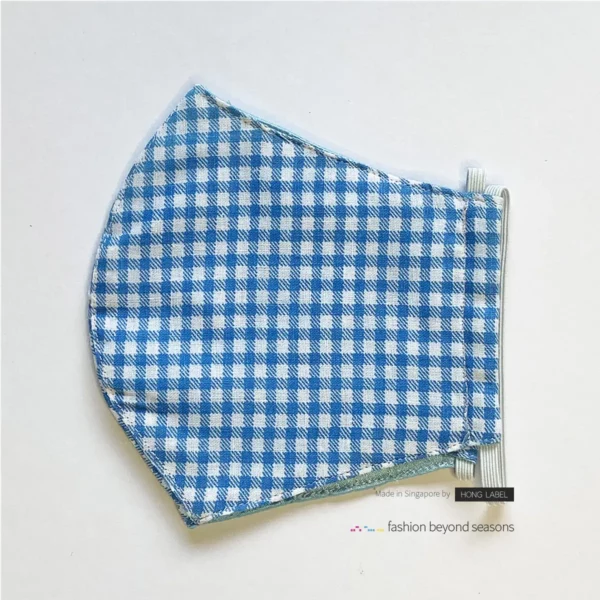 Sky Blue checkered satin face mask