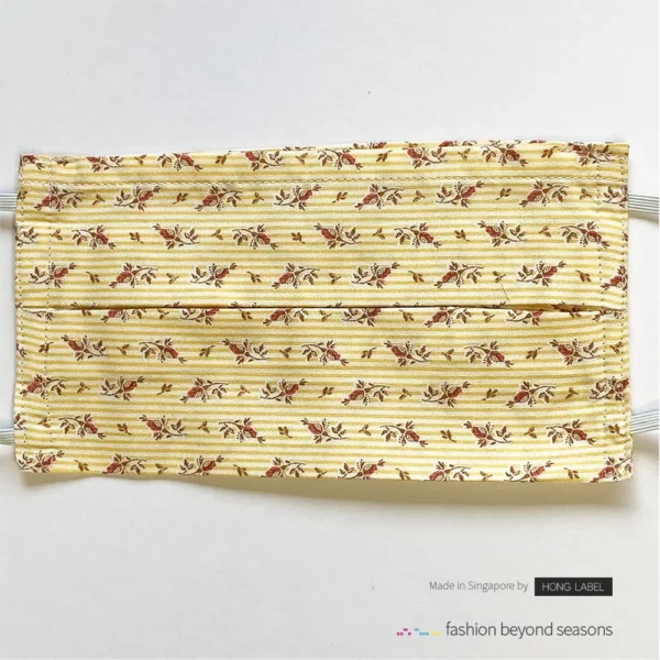 resuable rectangle cloth face mask yellow red flora design